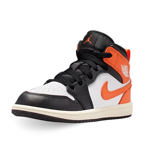Jordan 1 Mid Little Kids' Shoes (Starfish/White/Sail/Black)