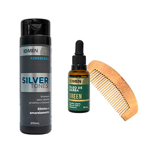 Kit Masculino para Barba e Cabelos Brancos Bem Cuidados sem Amarelado
