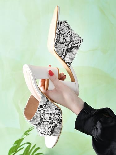 Image of Action Patent Leather Sandals| Pattern| Transparent Block Heel| Ankle Strap Black