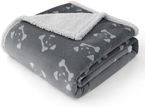 BEDSURE wasserdichte Hundedecke kleine Hunde - 73x63cm Hundedecke waschbar, Decke Hund aus Sherpa Fleece, Katzendecke flauschig und weich, Grau