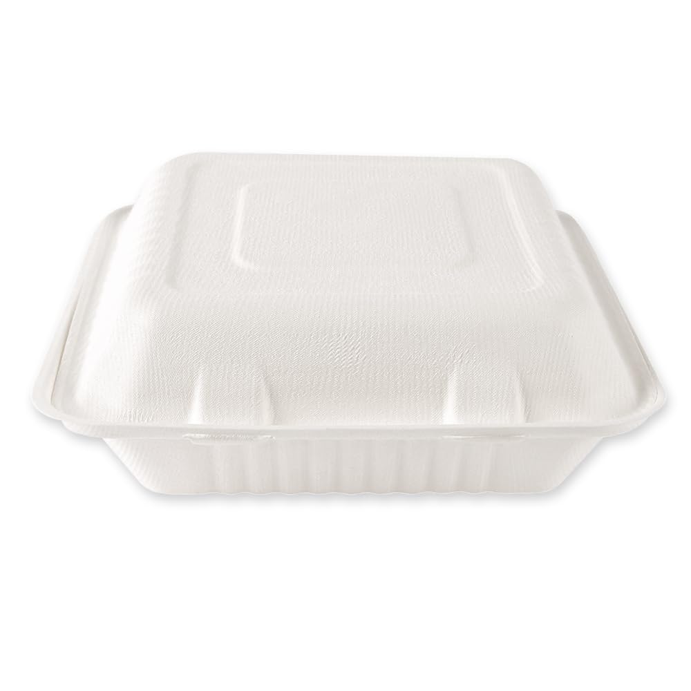 FRANZ MENSCH 250 Stück NATUREStar Menüboxen mit Klappdeckel, 3-geteilt | Zuckerrohr, weiß, V: 1,1l, L: 22,5cm, B: 20cm, H: 9cm, Karton, Menüboxen, Lunchboxen, Klappboxen