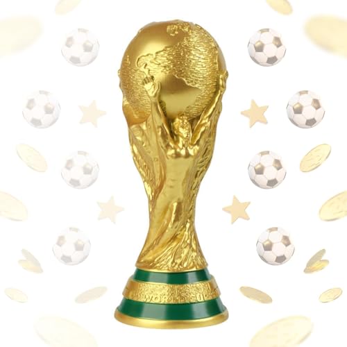 Image of 2023 14.1IN World Cup Trophy Replica Resin Soccer Collectibles Sports Fan Trophy Birthday Present Bedroom Office Desktop Display Cabinet Decor