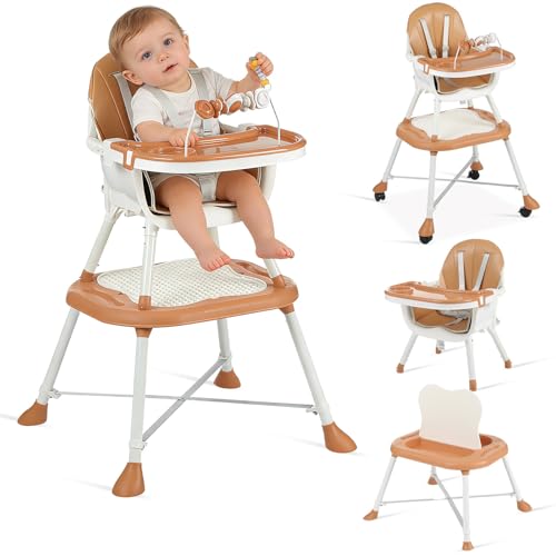 ifundom Trona para bebés | Silla ergonómica 6 en 1 para comer y apoyar la alimentación, asiento elevador y mesa de juego | Asiento convertible para niños pequeños con arnés para comer y jugar