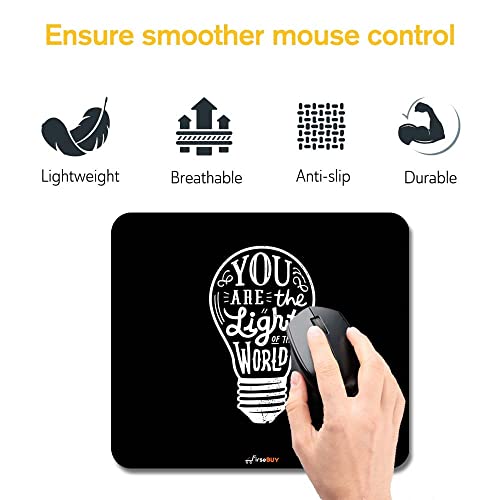 Image of Rectangle Mouse Pad, Anti Slip Rubber You are the Light of The World Inspiring Mousepads Desktops Gaming Mouse Mat Customized Designed for Home and Office, 8.6 X 7.08 Inches
