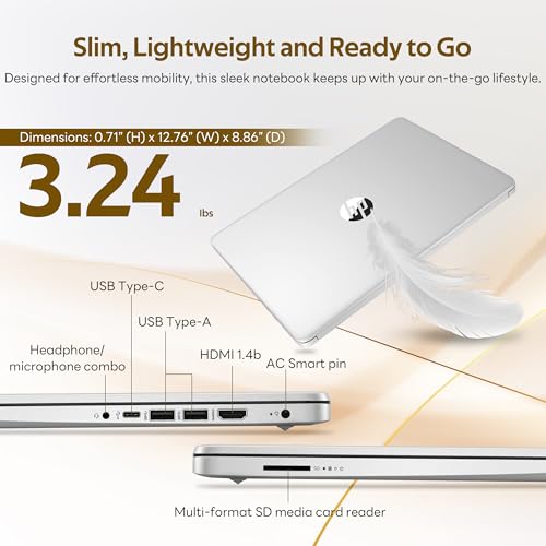 Image of HP Flagship 14 inch Laptop with AI Copilot for Student, 13th Gen Intel 4-Core, 4GB DDR4, 256GB Storage(128GB UFS+128GB Docking Station), Intel Graphics, Webcam, 1 Year Office 365, WiFi 6, Win 11 S, Silver