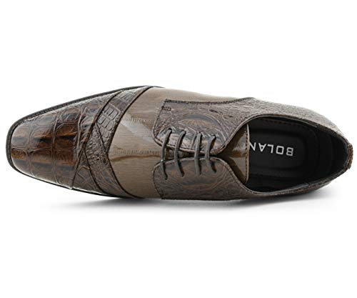 Bolano Bandit, Cap Toe Oxford Dress Shoes for Men, Men's Formal Dress Shoes with Alligator Print, Croc Folded Oxfords4