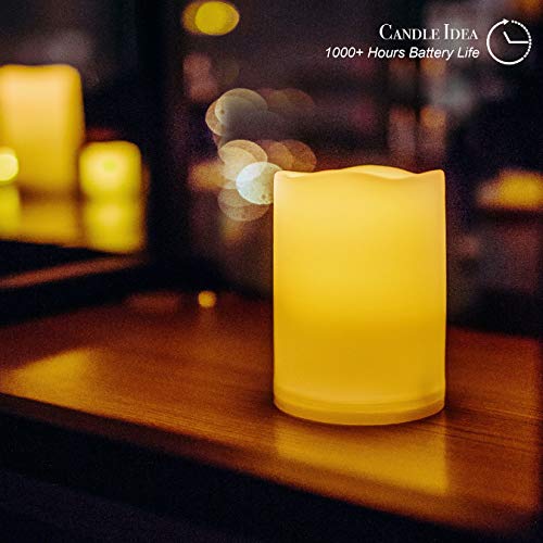 Image of 2 PCS 3 inch x4 inch Waterproof Outdoor Battery Operated Flameless LED Pillar Candles with Timer Flickering Plastic Resin Electric Decorative Light for Lantern Patio Garden Home Decor Party Wedding Decoration