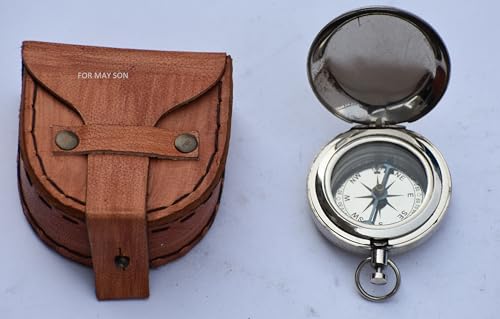 Brújula de latón grabada con cadena – Vintage con mensaje de amor en caja de regalo – recuerdo romántico para amantes de los viajes miniatura 1