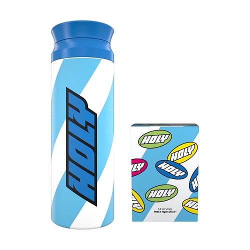 HOLY Hydration Starter Set mit Thermo Shaker - 2x7 Sorten mit natürlich-fruchtigem Geschmack - Zuckerfreier Sport-Drink mit Elektrolyten & Mineralstoffen - Vegan & mit echtem Kokoswasser