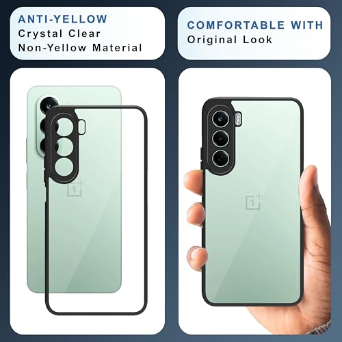 Image of CEDO Backcover for OnePlus Nord CE 6 Lite (5G) | Camera Protection Bump Shockproof Edge | Ultra Hybrid Transparent Acrylic Clear TPU+PC Hard Backcase Cover (Black)