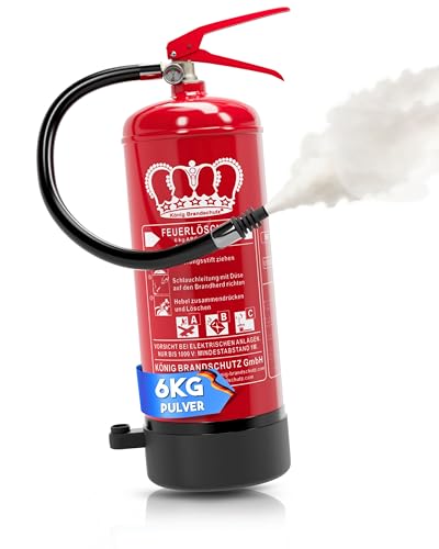 König Feuerlöscher Pulver | 6 kg | Geeignet für die Brandklassen - ABC | Zertifiziert nach DIN EN3 | Dauerdruck 10 LE |...
