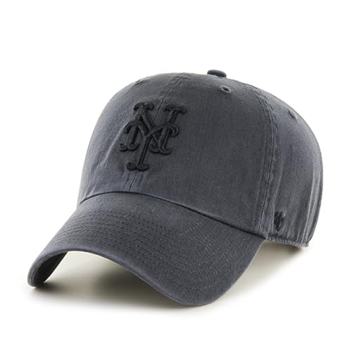 47 MLB Unisex-Adult Alternate Color Clean Up Adjustable Hat Cap - One Size (US, Alpha, One Size, New York Mets - Charcoal)