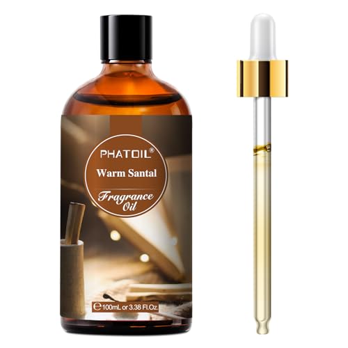PHATOIL 3.38FL.OZ Warm Santal Fragrance Oils for Aromatherapy Essential Oils for Diffusers for Home Perfect for Diffuser Yoga Skin Care DIY Candle and Soap Making - 100ml