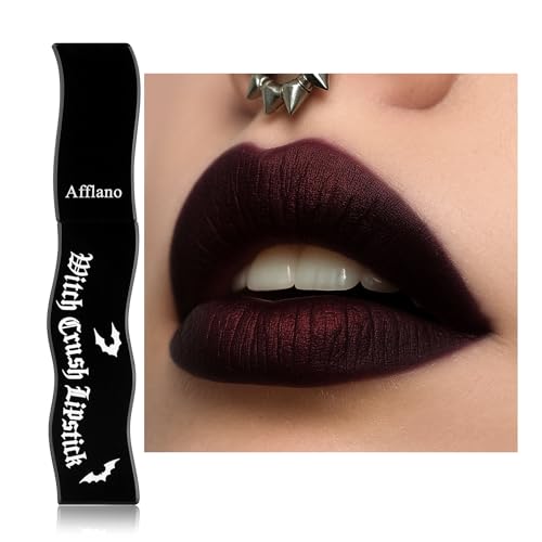 Metallic Rot Schwarzer Lippenstift Wasserfest Halloween Gothic Make up Multichrom Dunkelroter Lippenstift Schwarz Langanhaltender Dark Red Lipstick Goth Makeup Lipgloss Intensive Farbe 08