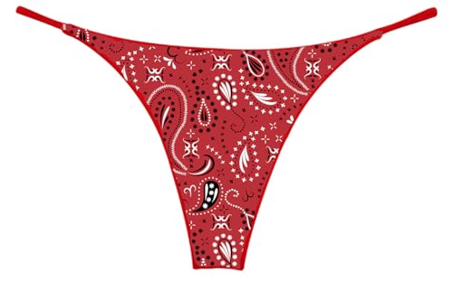 NE Beauty Red Bandana Thong for Country Southern Cowgirl and Western Large
