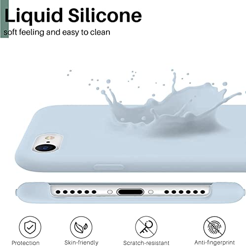 Image of VONZEE Liquid Silicone Soft Back Cover for iPhone 7 Case, Shockproof Slim Camera & Full Body Protection Non Yellowing Cover with Microfiber Lining & Logo Cut (4.7 Inch) -Mist Blue