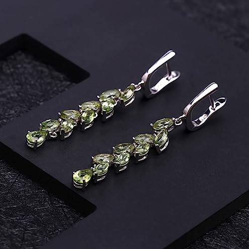 Kemstone S925 Sterling Silver Leaf Dangle Earrings with Natural Peridot/Garnet3