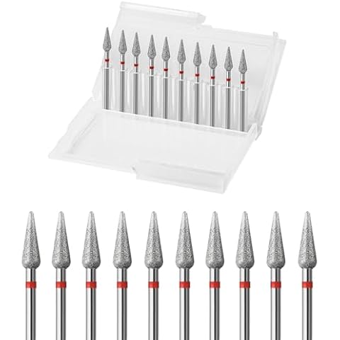 ERUIKA 10pcs Diamond Cuticle Clean Nail Drill Bits Set,Professional Safety Rotary Carbide Under Nail Cleaner Russian Manicure Nail Bit for Cuticle Dead Skin,Nail Prepare Salon Tools(Fine-F) Cover