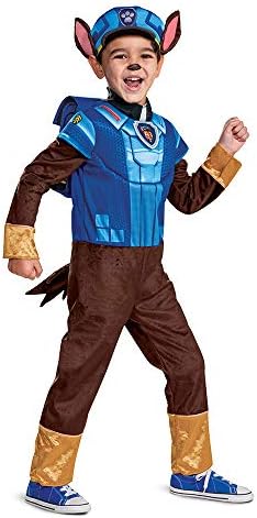Chase Costume for Boys, Deluxe Paw Patrol Movie Character Outfit with Badge, Toddler Size Medium (3T-4T)