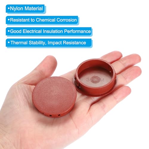 Image of PATIKIL 1.5 inch /38mm Plastic Hole Plugs, 20Pcs Flush Type Round Hole Plugs Cover Snap in Locking Hole Tube for Table Kitchen Cabinet Furniture, Red Brown