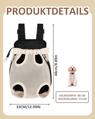 Thapncow Verstellbarer Haustierrucksack für Hunde, tragbarer, atmungsaktiver Katzenrucksack, Verstellbarer Hunderucksack，Brusttasche, vierbeiniger Rucksack