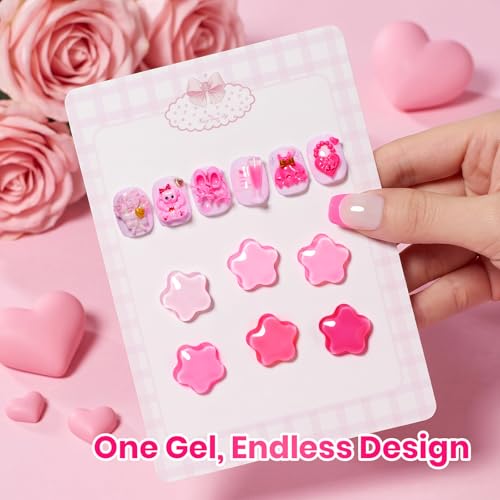 Image of Beetles Pink Gel Polish Set - Pinks Escape 15ML /0.51Fl Oz, 6 Colors Hema Free Pink Gel Nail Polish Set, Same Color Same Bottle, Valentines Nails, Long Lasting Soak Off UV LED Nail Lamp Gifts for Her