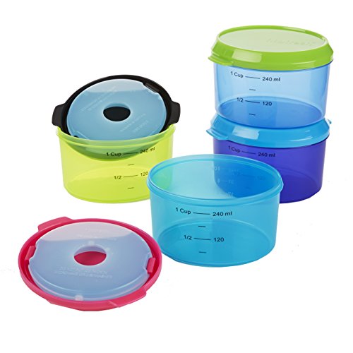 Fit & Fresh Kids Lot de 4 récipients réfrigérés réutilisables avec blocs de glace amovibles, sans BPA, passe au congélateur, au micro-ondes et au lave-vaisselle