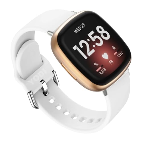 Image of YODI Watch Band Compatible with Fitbit Versa 4 / Fit bit Versa 3 / Fitbit Sense /Sense 2 Band, Soft Replacement Silicone Wristband for Women Flexible Waterproof Sport Watch Strap for Men Large