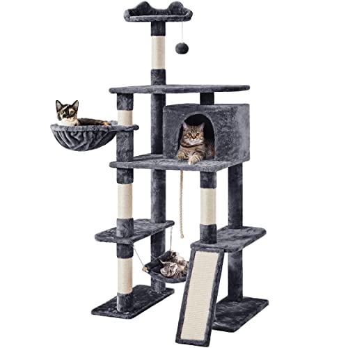 Yaheetech 177cm Cat Tree for Indoor Cats, Large Cat Tower with Ho...