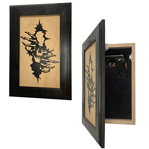 Bellewood Designs Decorative Hidden Gun Storage Cabinet with Gothic Skull Through The Wall to Securely Store Your Gun