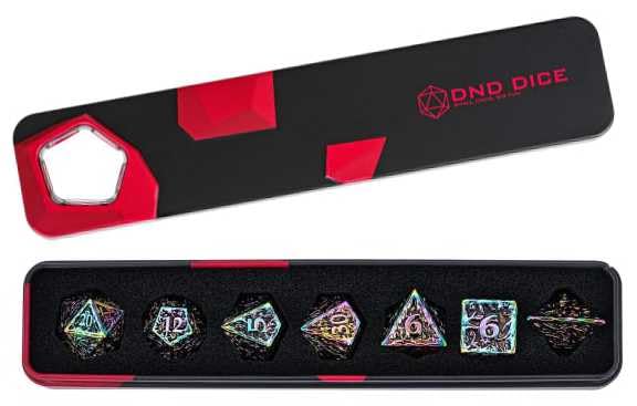 Hot Games Zestaw kostek Metal Rainbow DND Premium Box odgrywanie ról
