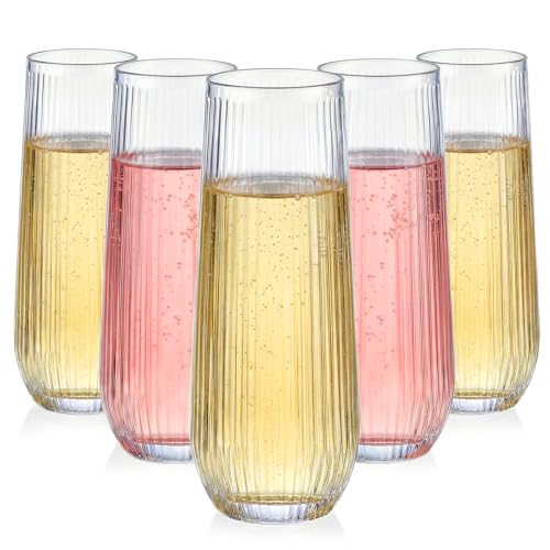 Image of GuanQiao 24 Pack 9oz Stemless Plastic Champagne Flutes