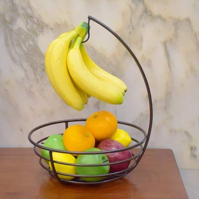 Frutero con colgador de plátanos para mantener la fruta fresca y organizada en tu cocina de bronce