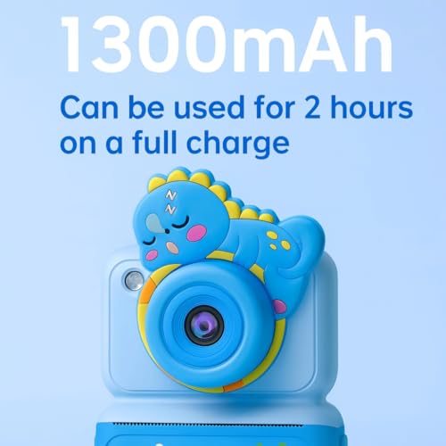 Image of Kids Instant Print Camera, 2.4 inch HD Screen Instant Camera, Dual 3MP Kids Camera, 1080P Video, MP3 & Games, Includes Printing Paper & Lanyard, Gift for Boys & Girls (Blue-Black and White Printing)