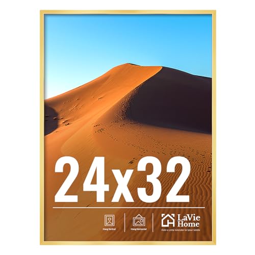 Image of LaVie Home 24x32 Picture Frame for Wall Display, 24x32 Gold Picture Frame with HD Plexiglas, 24 x 32 Poster Frame 1 Pack, Display Frame for Vertical or Horizontal, Classic Collection