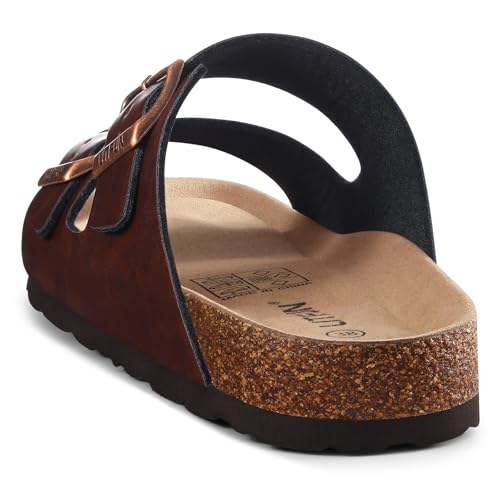 Image of Litfun Unisex Cork Footbed Sandal Summer Slip On Slide Sandals with Adjustable Buckle for Women Men
