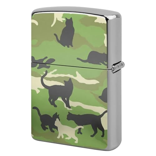 ライターケース ZIPPO/ジッポー兼用ケース カモフラージュ 猫 ジッポライターカバー 互換性のある 軽量 おしゃれ 両面プリント メンズ レディース 贈り物