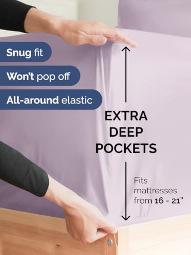 Image of Extra Deep Pocket King Sheet Set - Breathable & Cooling - Light Lavender