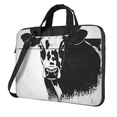 Sac pour ordinateur portable imprimé vache noir et blanc convertible