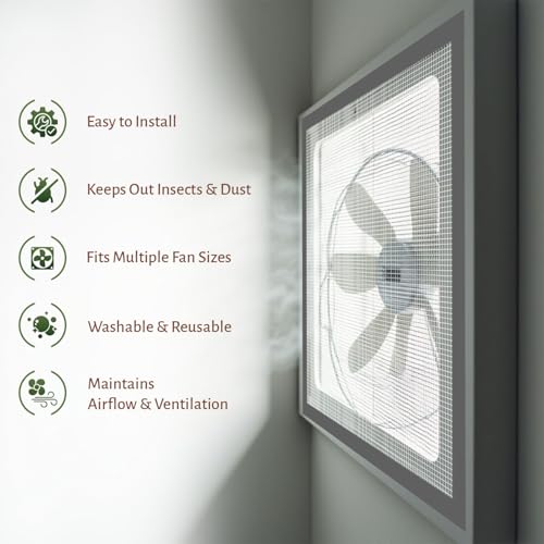 Image of TurtleGrip Mosquito Net for Bathroom, Kitchen Windows & Exhaust Fan | 120 GSM Fiberglass Mesh | Insect & Dust Barrier | Washable (White, 30x60 cm)