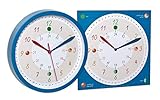 Motiv: Kinderwanduhr mit farbenfrohen Motiv, mit einzelnen Markierungen für die Stunden und Minuten