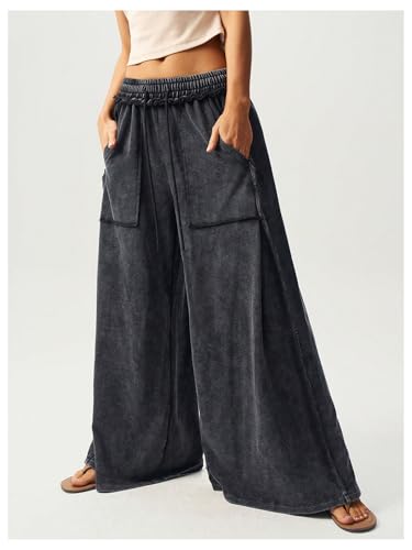 SOLY HUX Women's Wide Leg Sweatpants Drawstring Elastic Waist Palazzo Long Baggy Pants with Pockets3