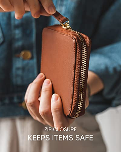 Image of Vulkitty Women Leather Wallet RFID Blocking Bifold Slim Coin Purse Credit Card Holder with Zipper Pocket Case