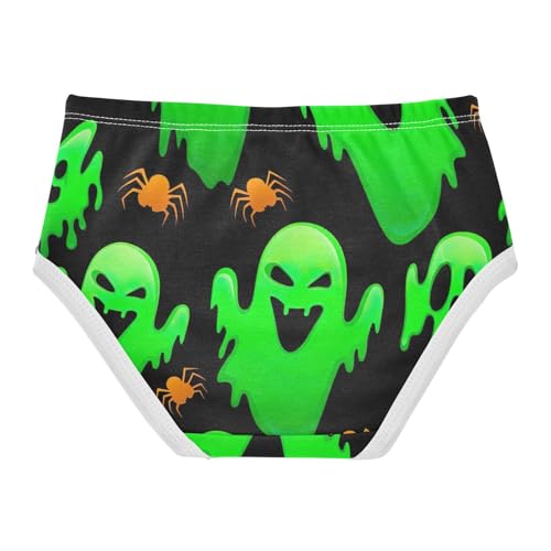 Cotton Toddler Girls Underwear Halloween Scary Green Ghosts Panties for Girl Fun Print Briefs Girls Undies 2t2