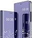 Produktbild NEINEI Hülle für Samsung Galaxy A53 5G,Luxus Spiegel Flip Handyhülle mit Standfunktion,Transparent PC/PU Stoßfest Ledertasche Schutzhülle,Smart Clear View Case Cover,Lila