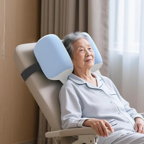 Image of Back Sleep Pillow Premium Head Neck Support Professional Anti Wrinkle Pillow Blue White