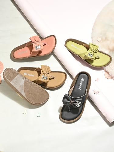 Image of Women Stylish Bow Flip Flops | Soft Comfort Toe Post Slippers for Women | Casual Lightweight Everyday Wear Sandals