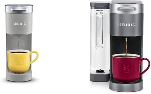Keurig K-Mini Cafetera de una sola porción, gris estudio, de 6 a 12 onzas. Tamaños de preparación y cafetera K-Supreme K-Supreme en cápsulas K-Cup