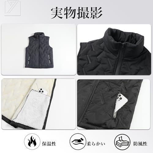 Kayiyasu ベスト メンズ 中綿ベスト カジュアル 立ち襟 中綿ダウンコットン 防寒対策 暖か 軽量 裏起毛 秋 冬 大きいサイズ の商品画像 4