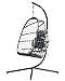 HWB Hanging Egg Chair with Stand, Patio Wicker Egg Swing Chair with Cushion for Bedroom Garden Indoor Outdoor (Grey)